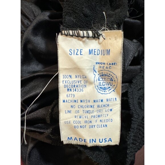 Vintage Black Lace & Nylon Full-Length Dress Medium - Picture 2 of 7